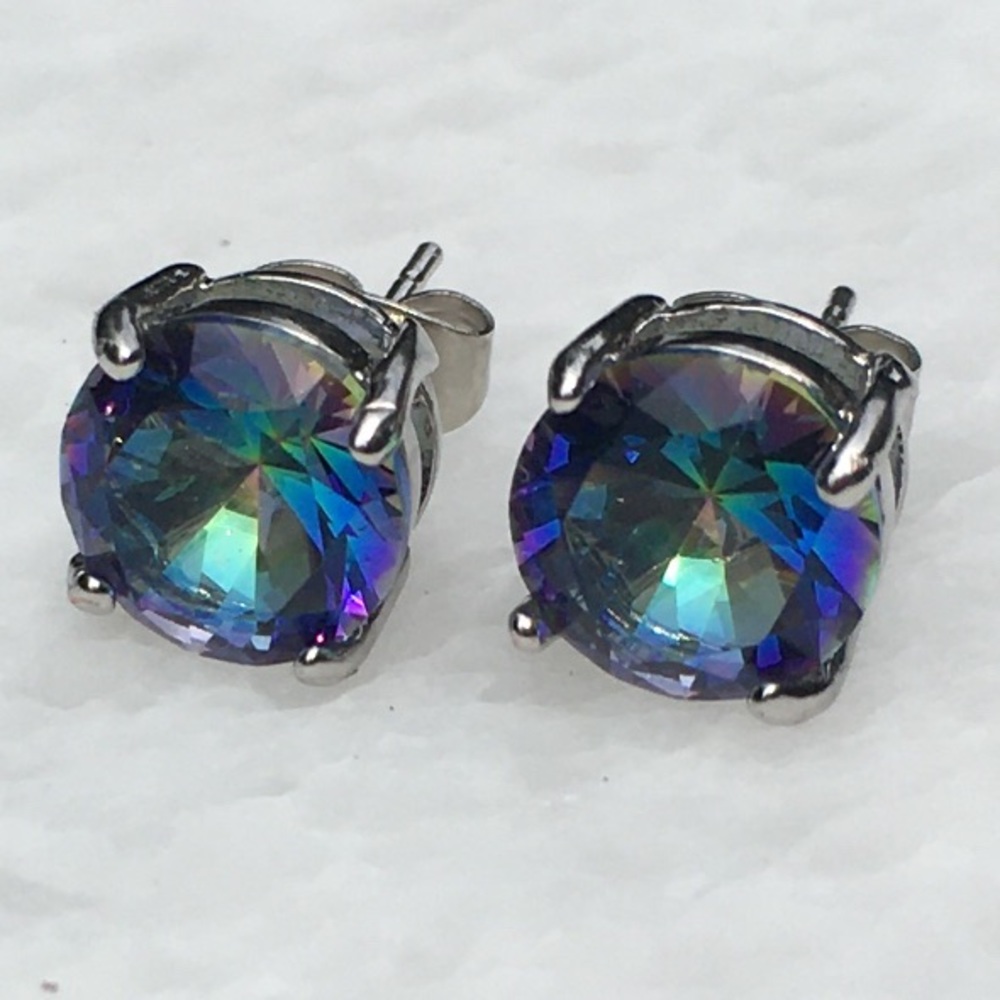 Rainbow Topaz Stud Earrings